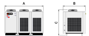 A CHWT 1002 hűtőberendezés mérete