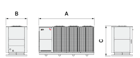 A CHWT 1452 – CHWT 3652 hűtőberendezések mérete